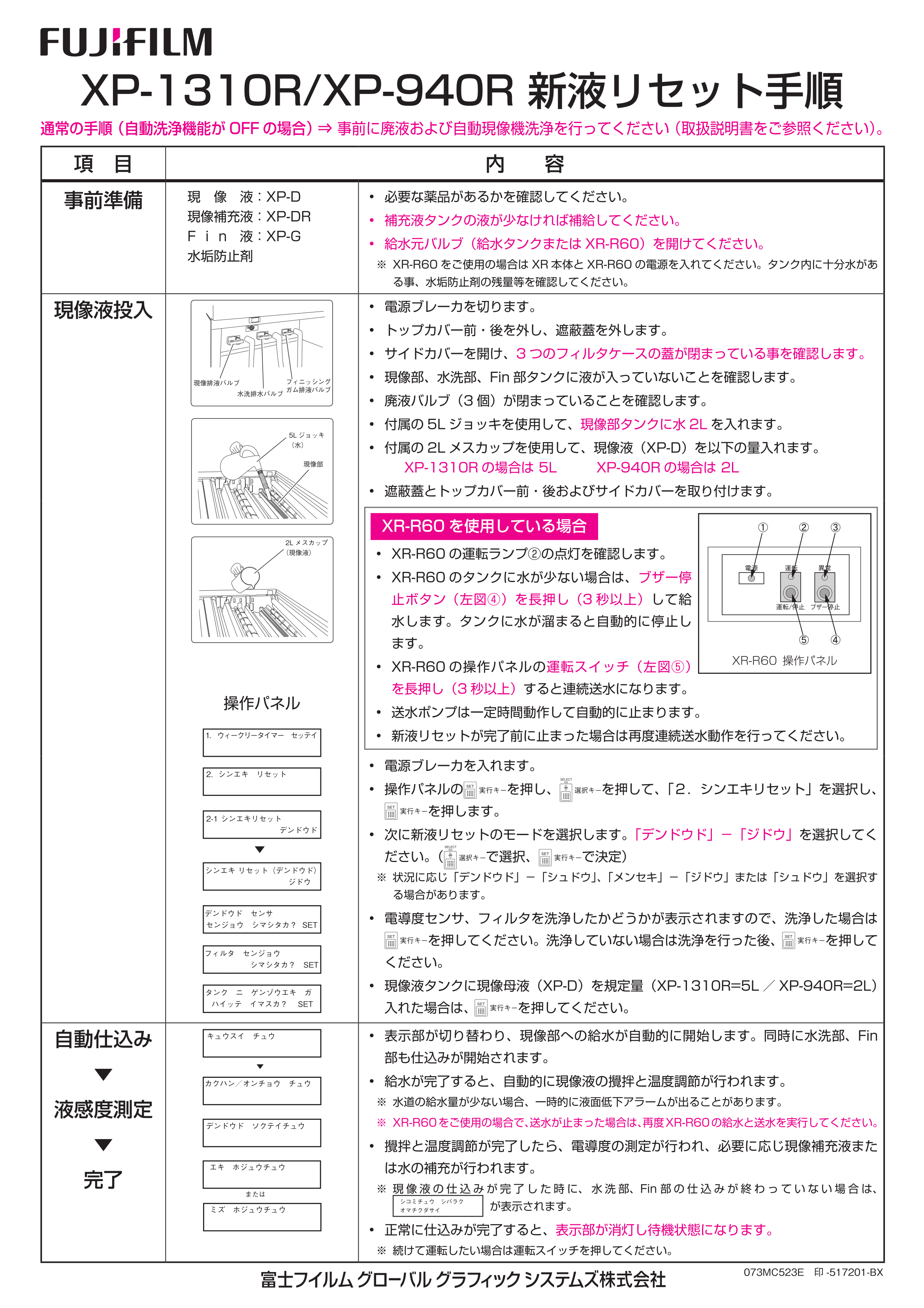 UIB-10TX 圧力設定 取扱説明書付き XP/LPシリーズ自動現像機 新液リセット手順